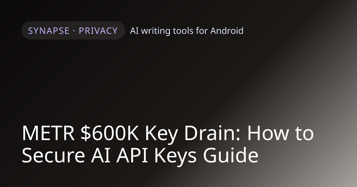 METR $600K Key Drain: How to Secure AI API Keys Guide