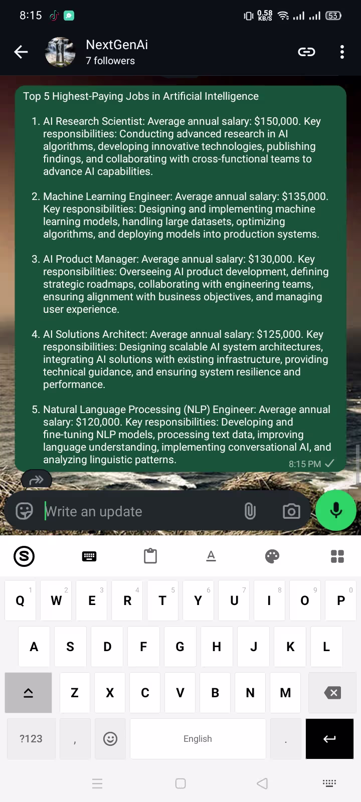 Completed AI Answer Replaced in WhatsApp Message Field